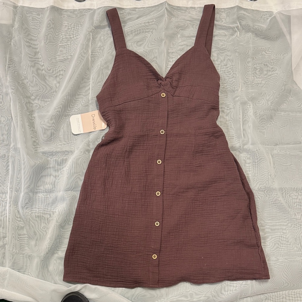 V ery j Elegant Brown Button-Down Dress